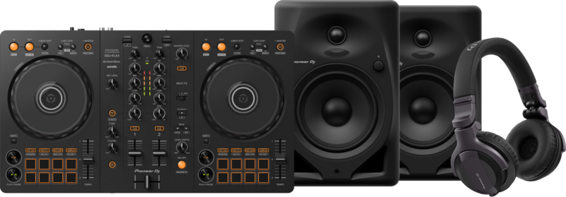 Pioneer DJ DDJ-FLX4 + Pioneer DJ HDJ-CUE1 + Pioneer DJ DM-50D Zwart