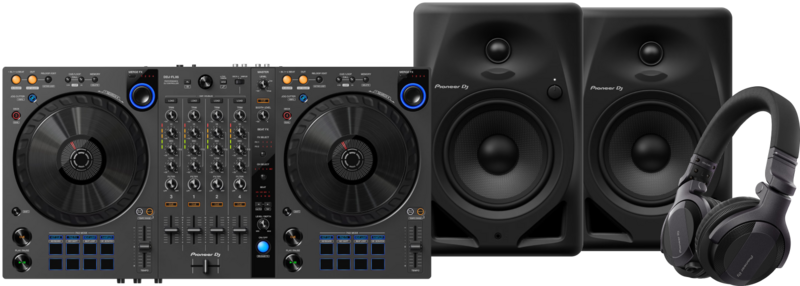 Pioneer DJ DDJ-FLX6 + Pioneer DJ HDJ-CUE1 + Pioneer DJ DM-50D Zwart