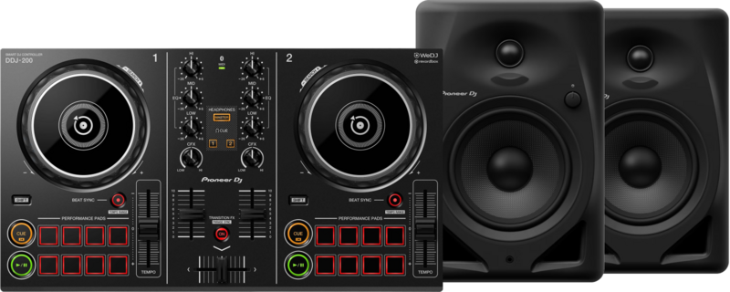 Pioneer DJ DDJ-200 + Pioneer DJ DM-50D Zwart